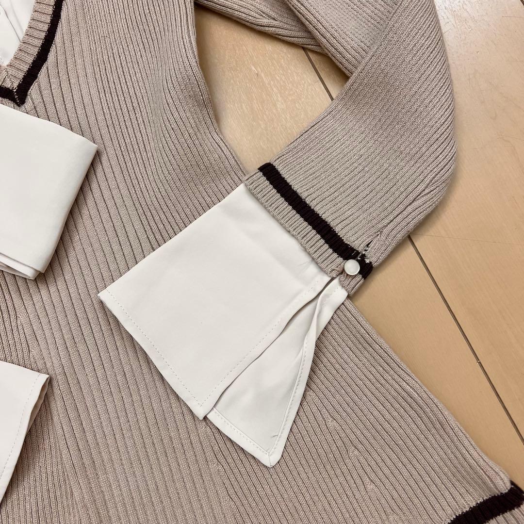 17リップサービス定価13750円シャツドッキングプリーツワンピースベージュ