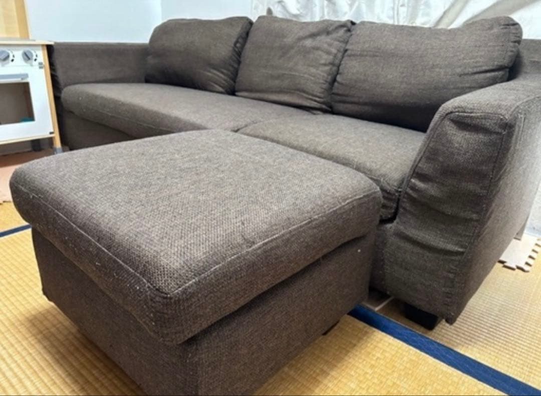 ブラウン カウチソファ 約180cm