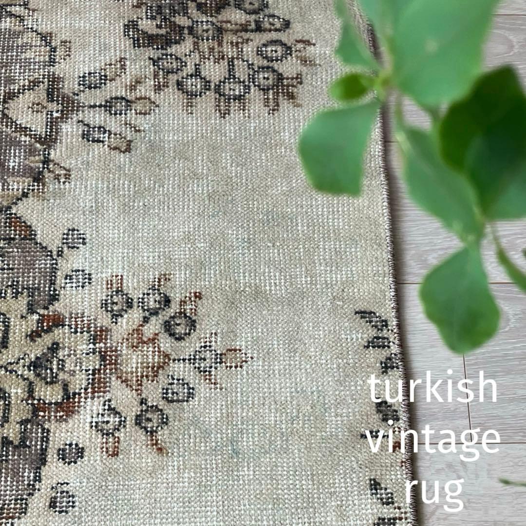 カフェオレベージュ54×220ブラウン　超ロングランナー　トルコヴィンテージラグ