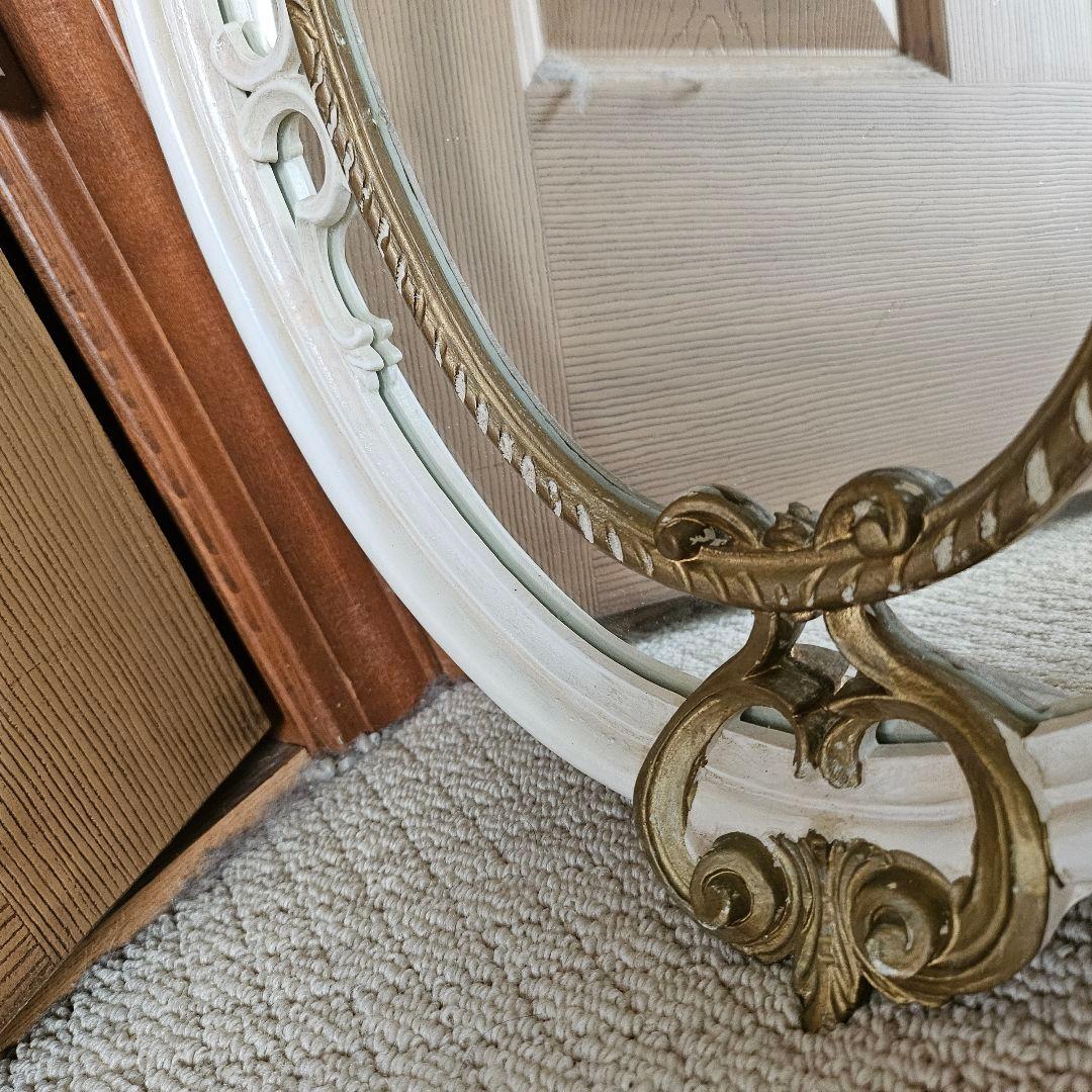 イタリア製 ミラー クラシック アンティーク ホワイト 壁掛け 鏡 ロココ調