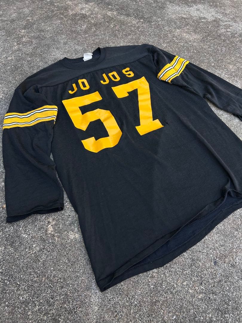 70s フットボール t 黒×黄色　vintage football