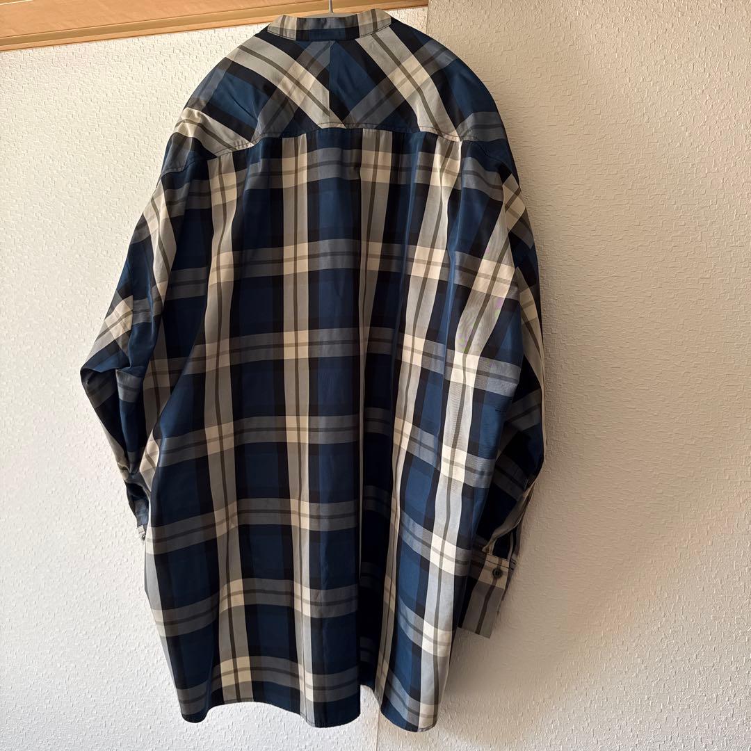 マチャット ネイビー チェック柄 オーバーブラウス