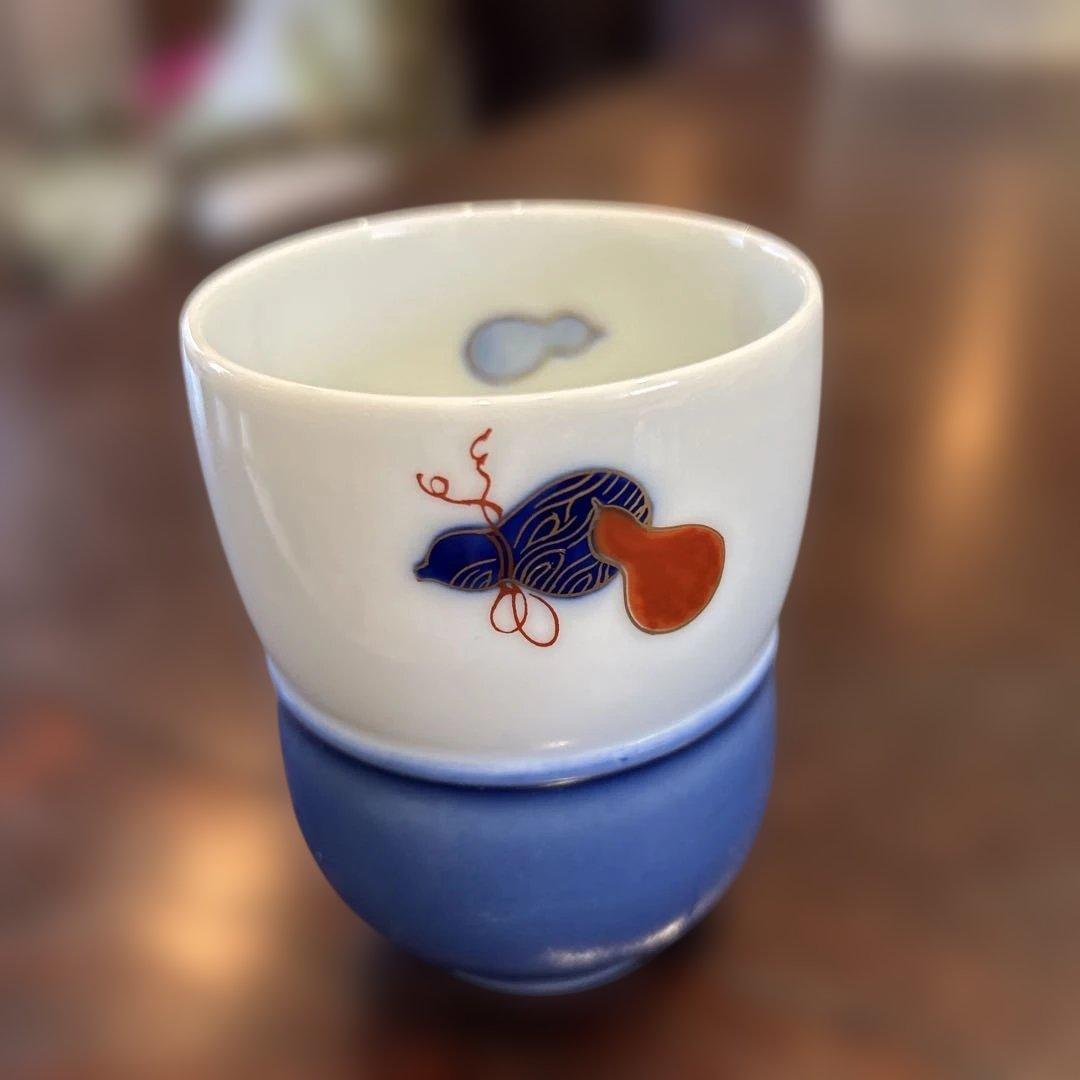 新春SALE 深川製磁　百年庵　六瓢杵型組小湯呑みと組茶碗