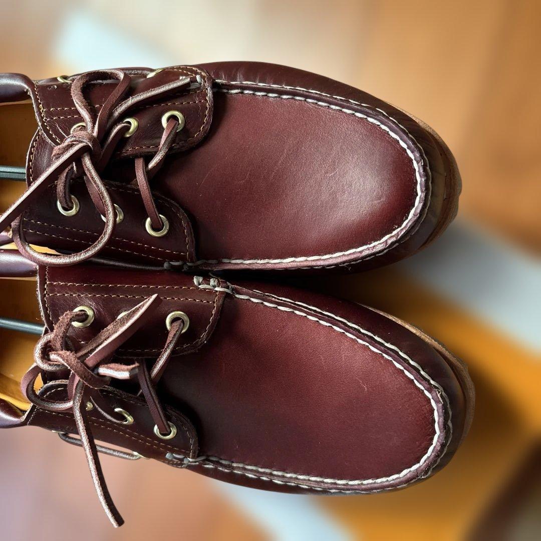 timberland 3eyeバーガンディ レザー モカシン