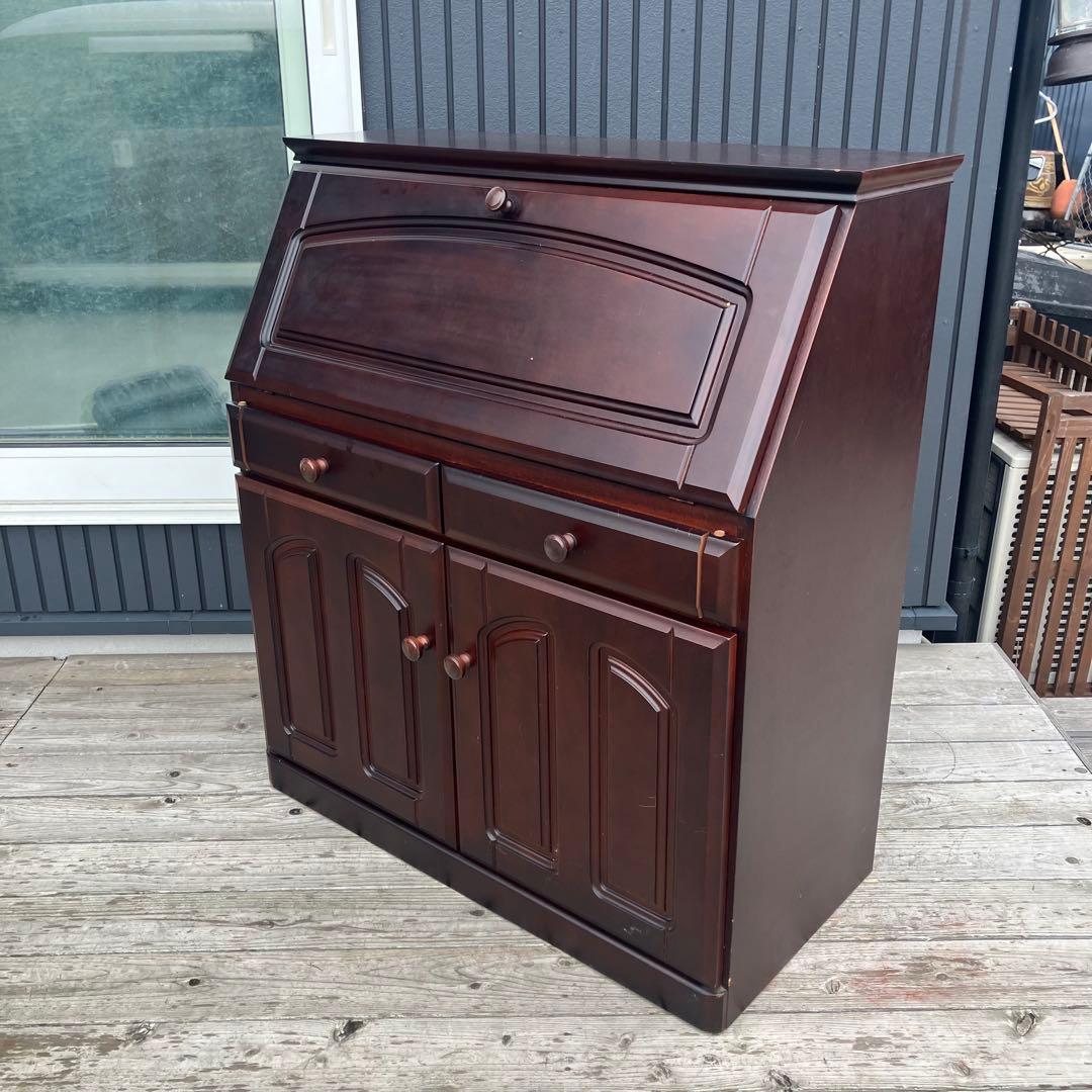 上ヶ嶋木工 旭川家具 英国クラシック 木製ライティングビューロ サイドボード文机