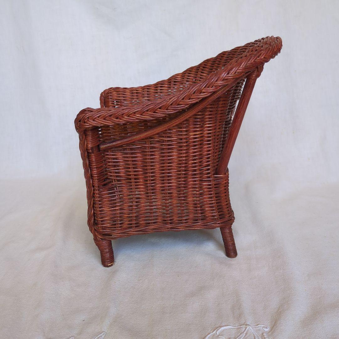 フランスアンティーク ドールチェア ローズマダー ラタン