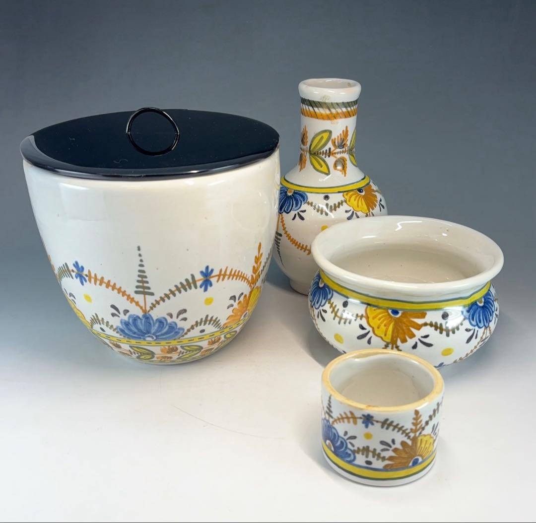 【中古品】スペイン•タラベラ色絵皆具　堀内宗完書付