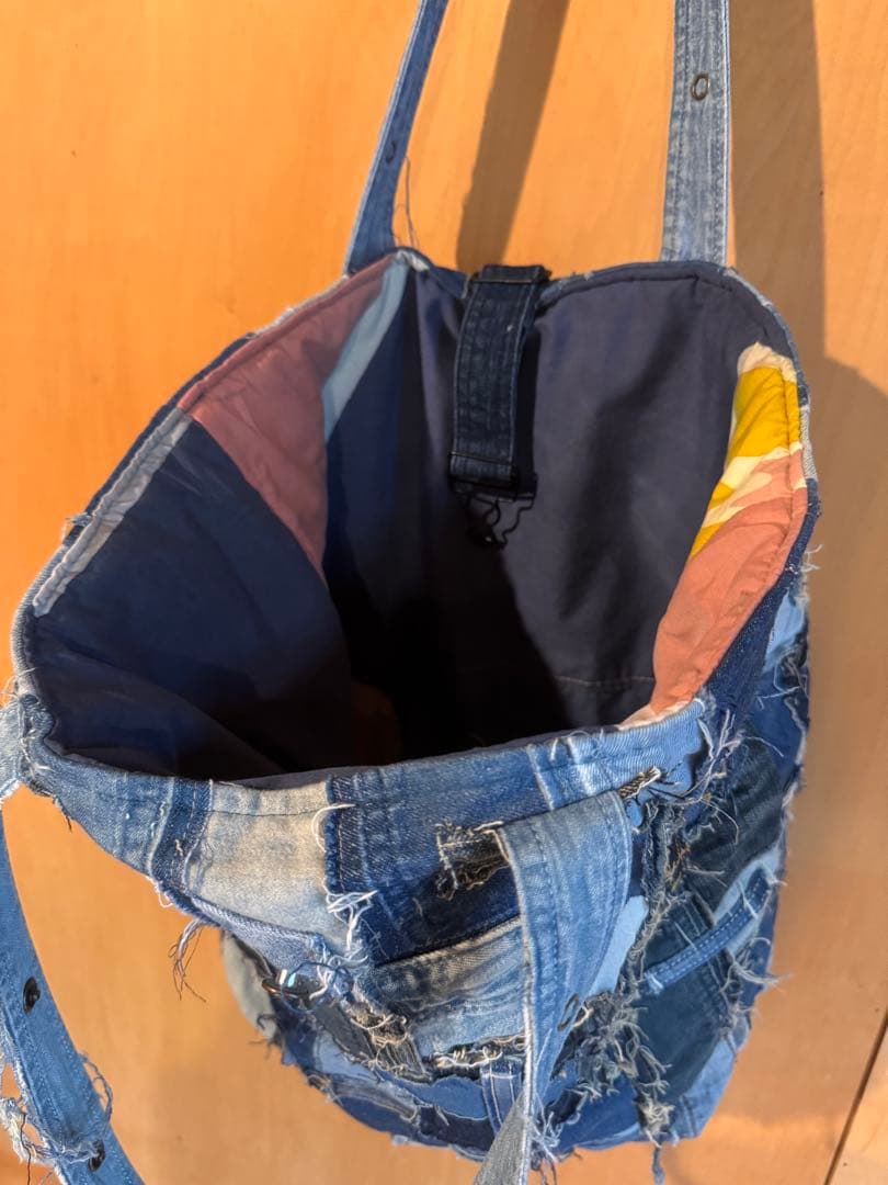 SAYOCAFE個性的デニムパッチワークバッグ