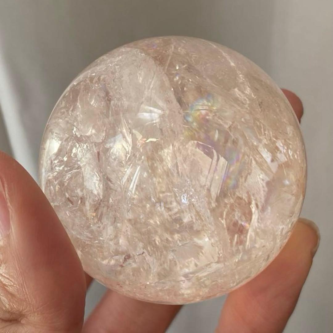 透明度◎ 虹入り ピンクアゼツライト スフィア 天然石 パワーストーン