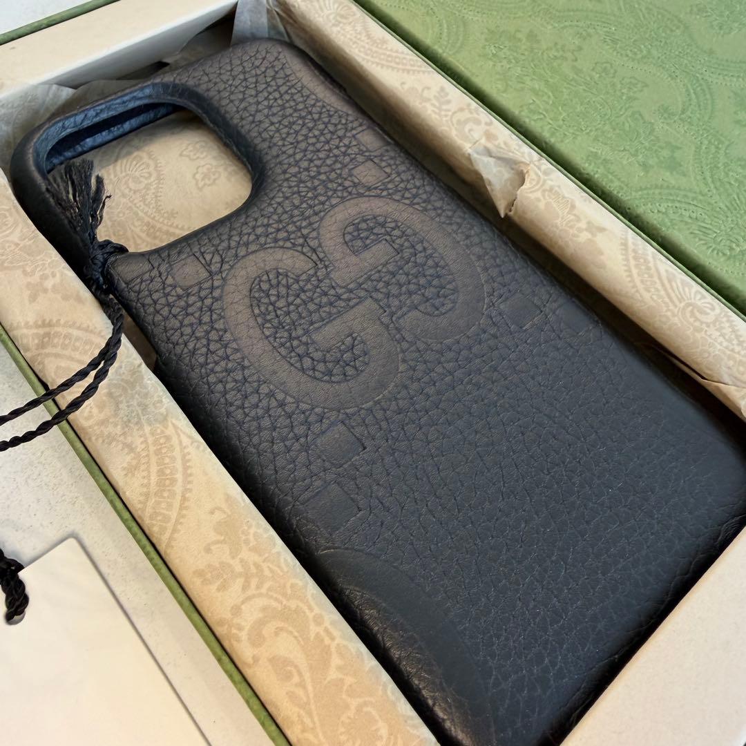 【新品】GUCCI ジャンボGG レザー iPhone15 ケース ブラック