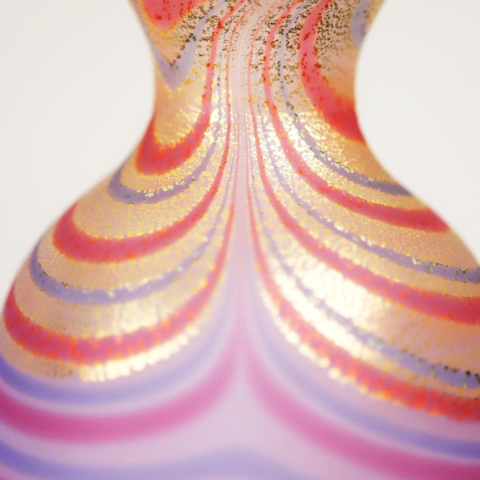 石井康治 手吹き Pulled Stripes Glass 金蒔徳利 箱付 美品