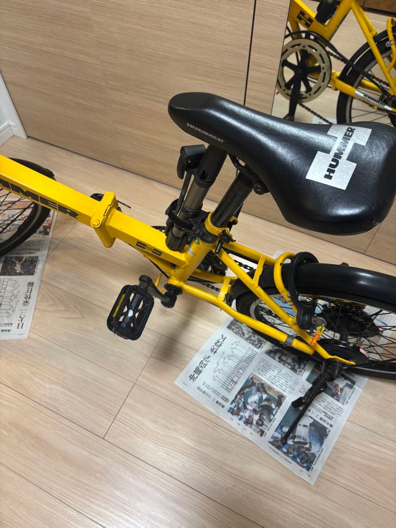 福岡限定　HUMMER 折りたたみ自転車 イエロー ノーパンクタイヤ