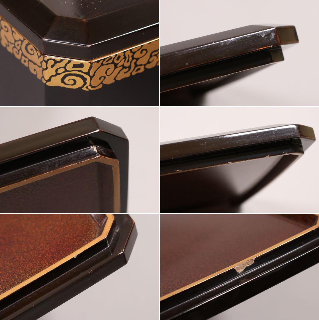 時代 飛天女蒔絵 饅頭箱 菓子箱 黒塗 木製 漆器 加賀 金沢 明治【MA824