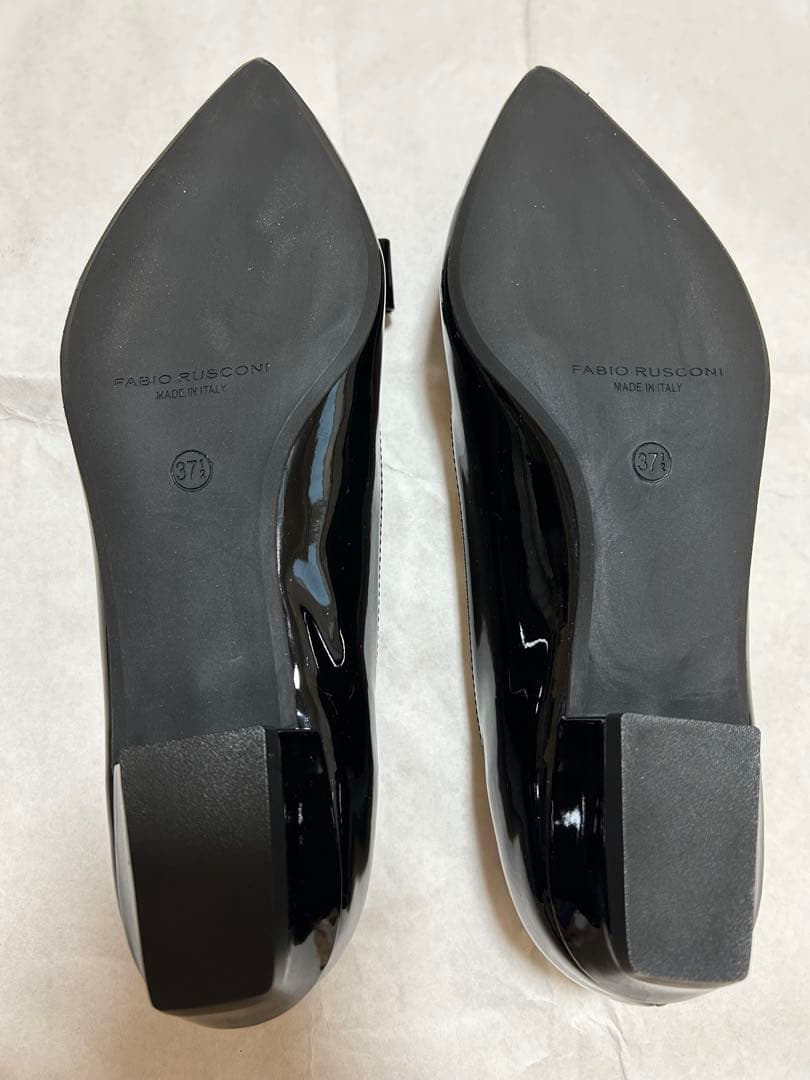 FABIORUSCONI リボンパンプス　ブラック　パテント　ファビオルスコーニ