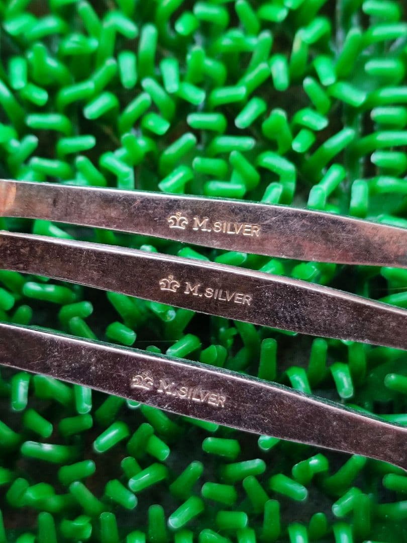 銀製スプーンセット 青白エナメル