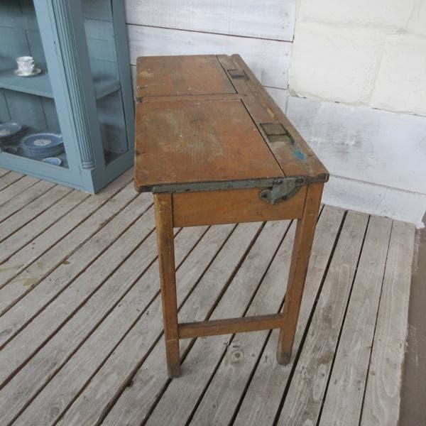 レア イギリス製 アンティーク 家具 スクールデスク 机 2人掛け 6047e