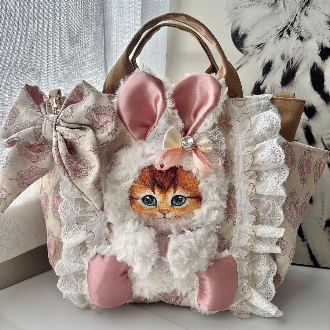 ꒰*꒱様 コヤンイサムチョン　うさ耳ボリちゃん　バッグ　艶ハート　フリル
