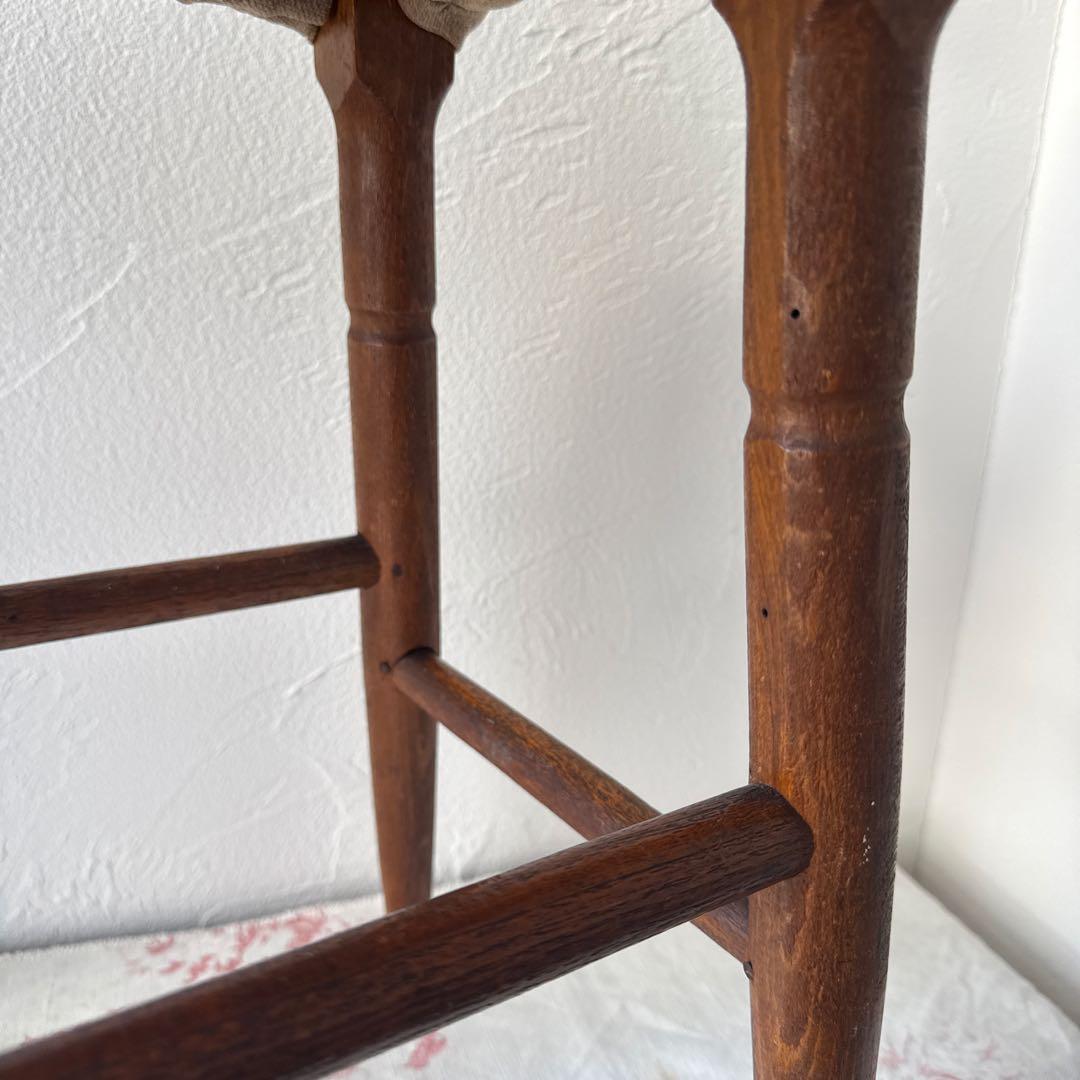 【お値下げ】アンティーク布張りスツール　アンティークスツール　古道具　フランス