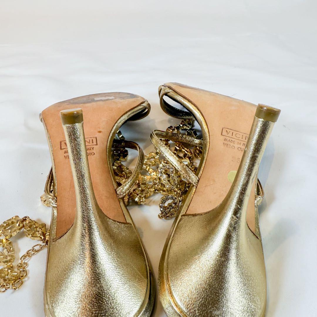 ジゼッペザノッティ VICINI ビジューサンダル 36 ゴールド