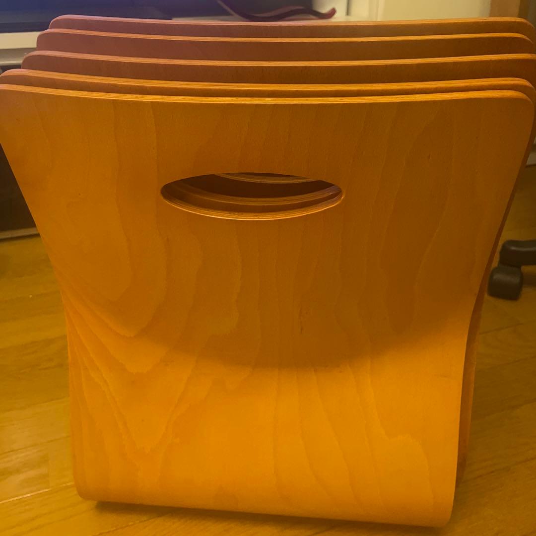 穴あきデザイン 木製座椅子　5脚