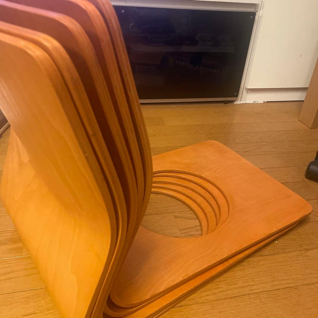 穴あきデザイン 木製座椅子　5脚