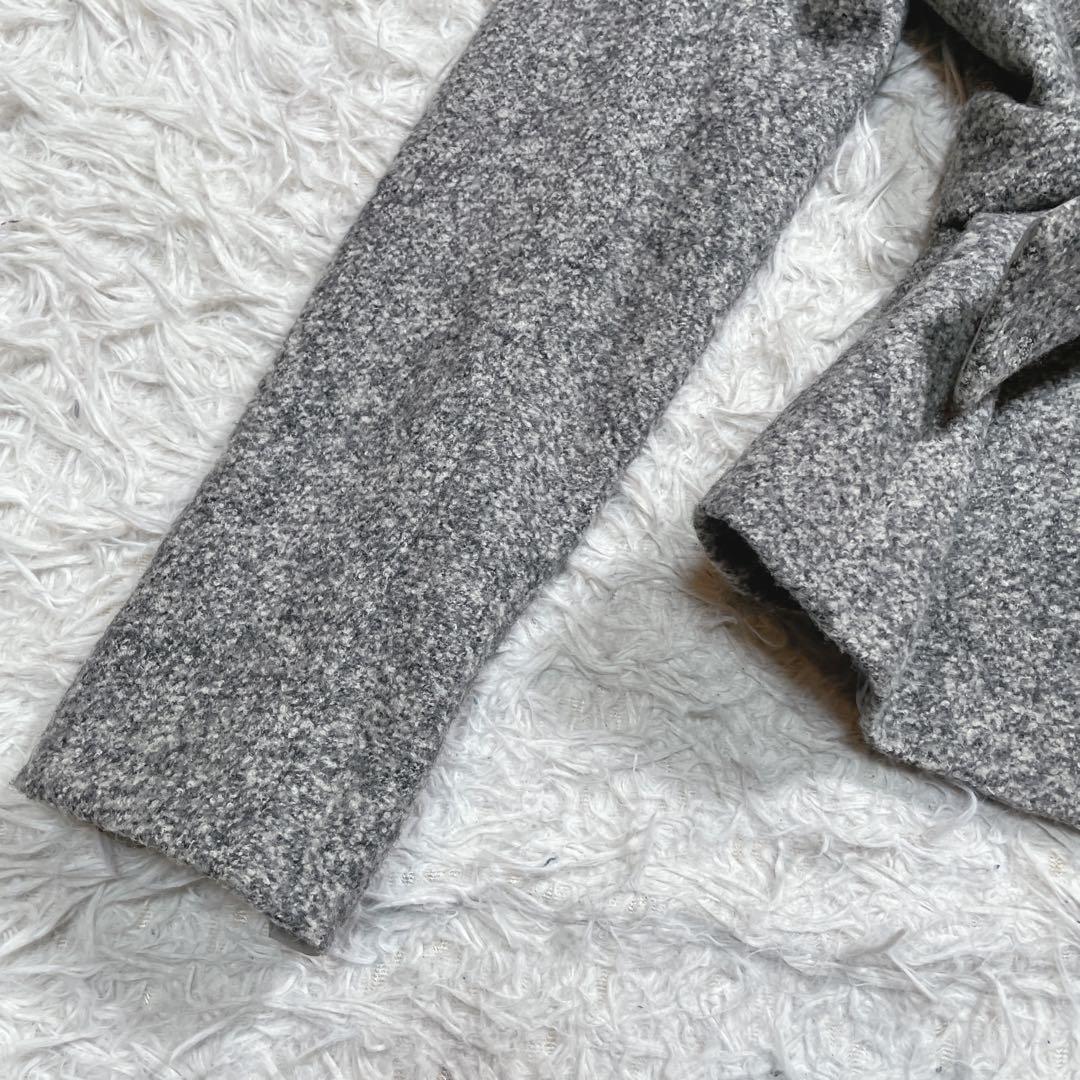 マックスマーラ　白タグ　ショートコート　ベルト　アルパカ　シルク混　グレー　M