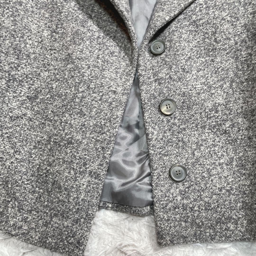 マックスマーラ　白タグ　ショートコート　ベルト　アルパカ　シルク混　グレー　M