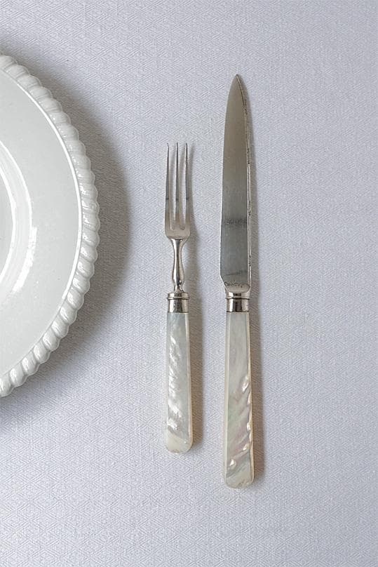 イギリスアンティーク　白蝶貝　マザーオブパール　カトラリー　フォーク＆ナイフ　B