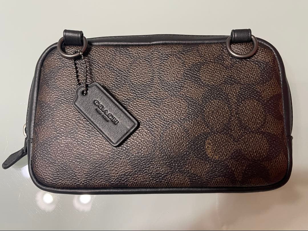 未使用品 COACH シグネチャー ショルダーバッグ ダークブラウンＸ黒