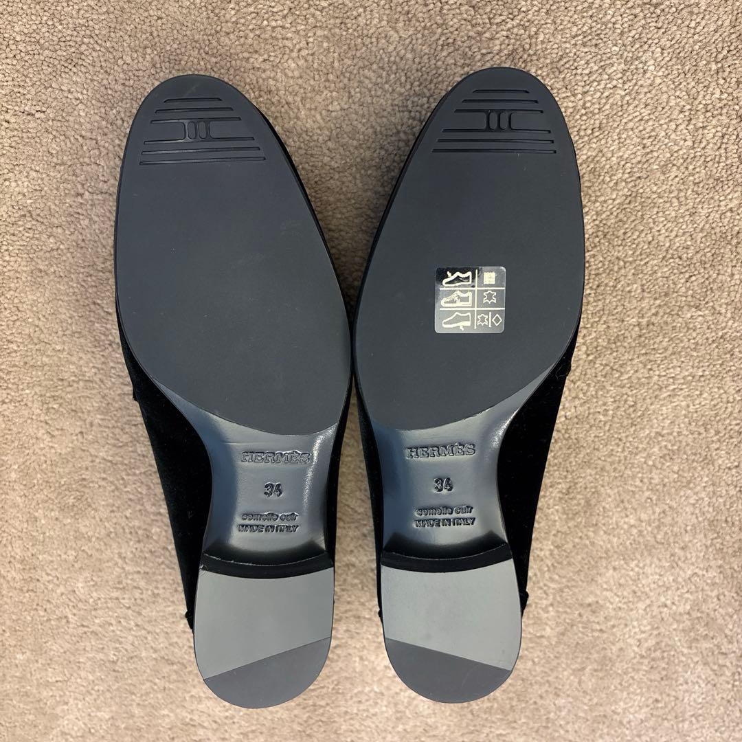 エルメス モカシン 34サイズ 黒 ベロア 新品未使用