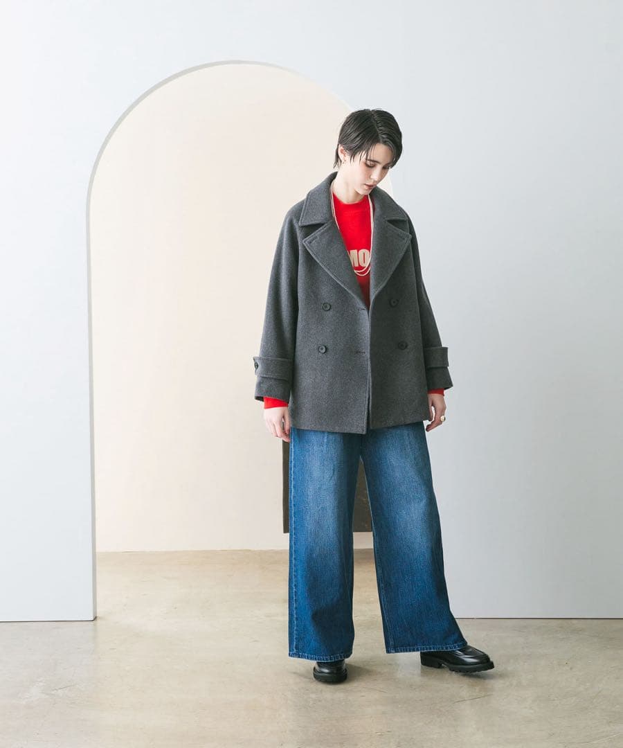 ★新品未使用タグ付き★UR DOORS＊スーパー100メルトンPコート