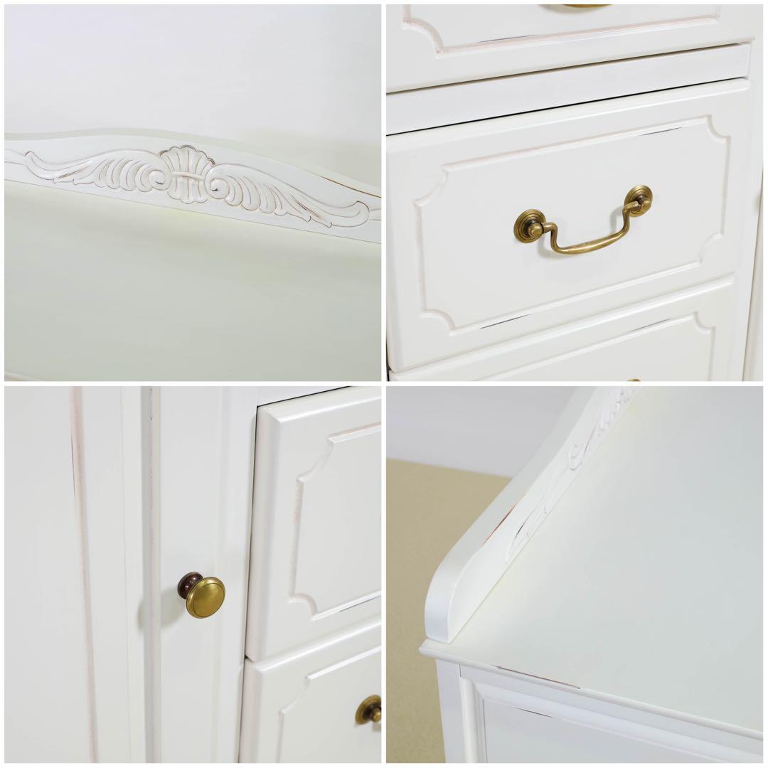 C 新品 キャビネット 白 リビングボード ホワイト アンティーク 本棚 飾り棚