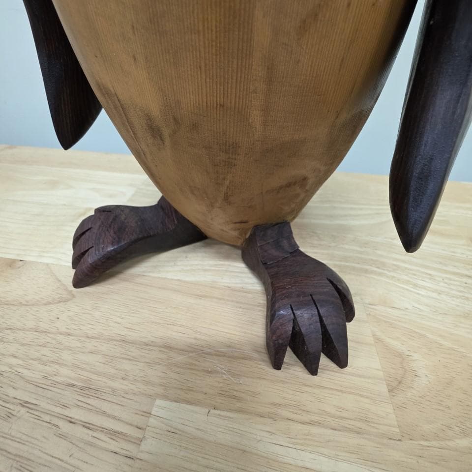 木製 ペンギンの彫刻 高さ約42cm 置物 インテリア アンティーク 昭和レトロ