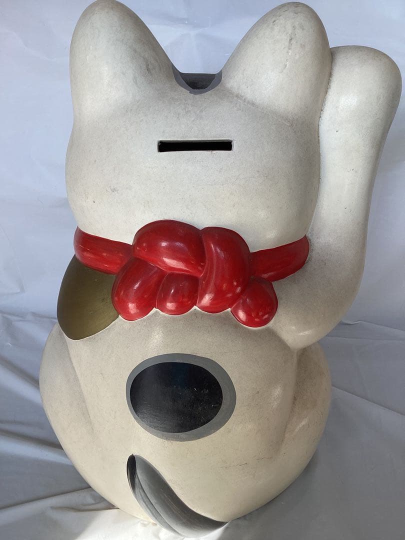 特大　招き猫 縁起物　貯金箱　陶器製 インテリア　置物　高さ約35cm 金運