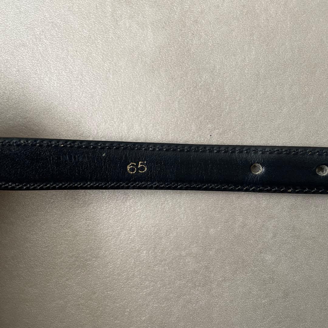 セリーヌ CELINE レザー ベルト トリオンフ金具 プレート ネイビー 65