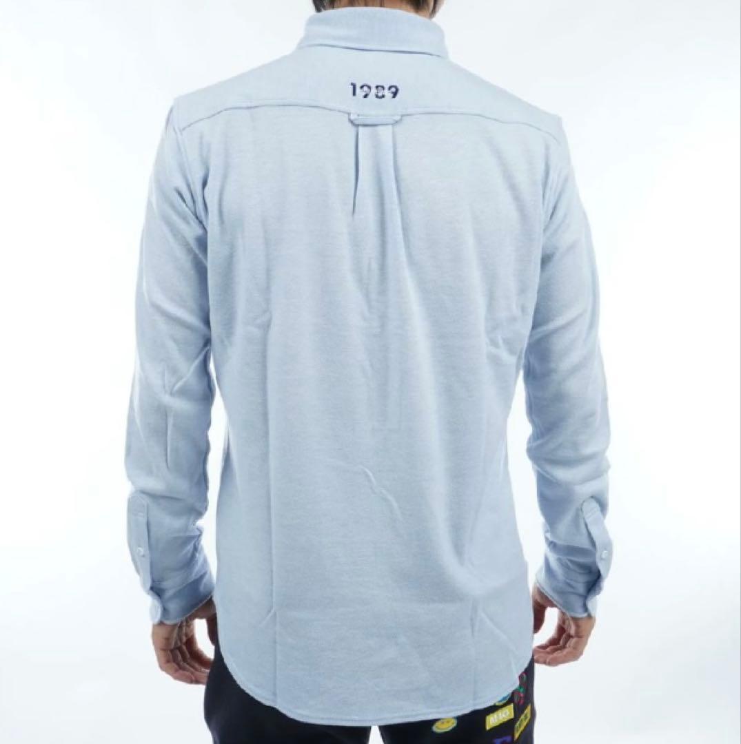 新品 パーリーゲイツ ストレッチカノコスムースピーチ 長袖ポロシャツ(5)L/青