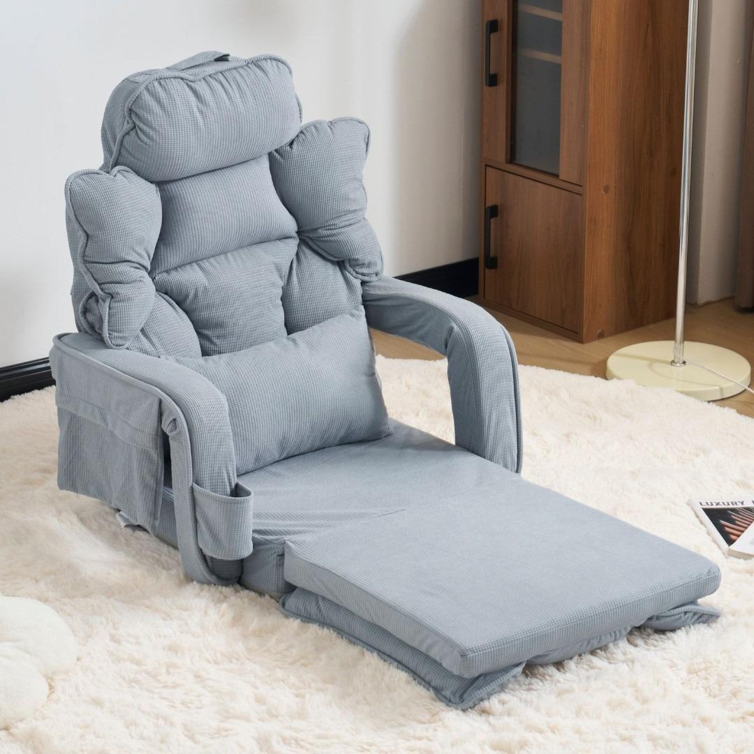 座椅子 ソファー 1人掛け ソファーベッド 2way 42段調整可 枕付き