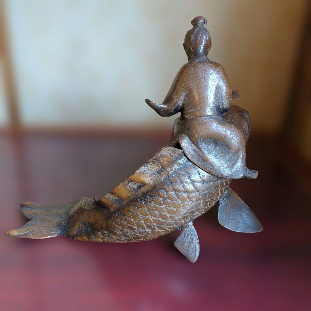 銅製　鯉仙人　置物