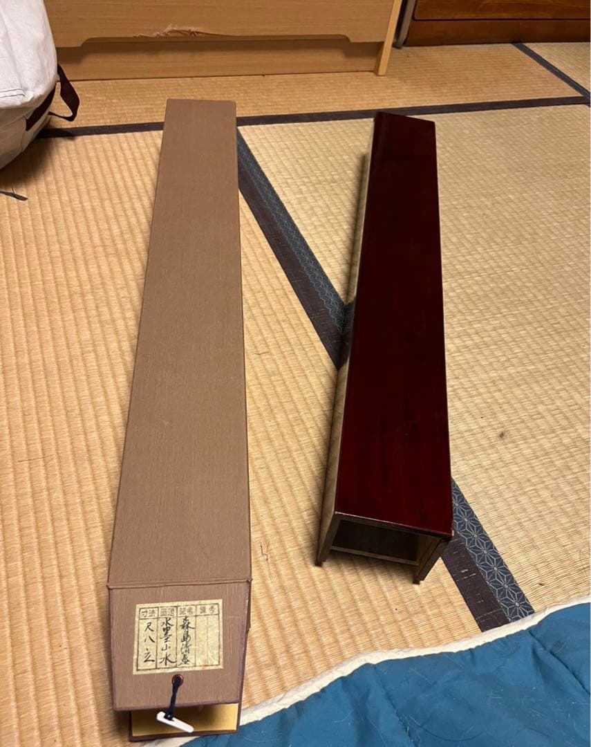 掛け軸　森島清泰　水墨山水　桐箱　尺八立　美品