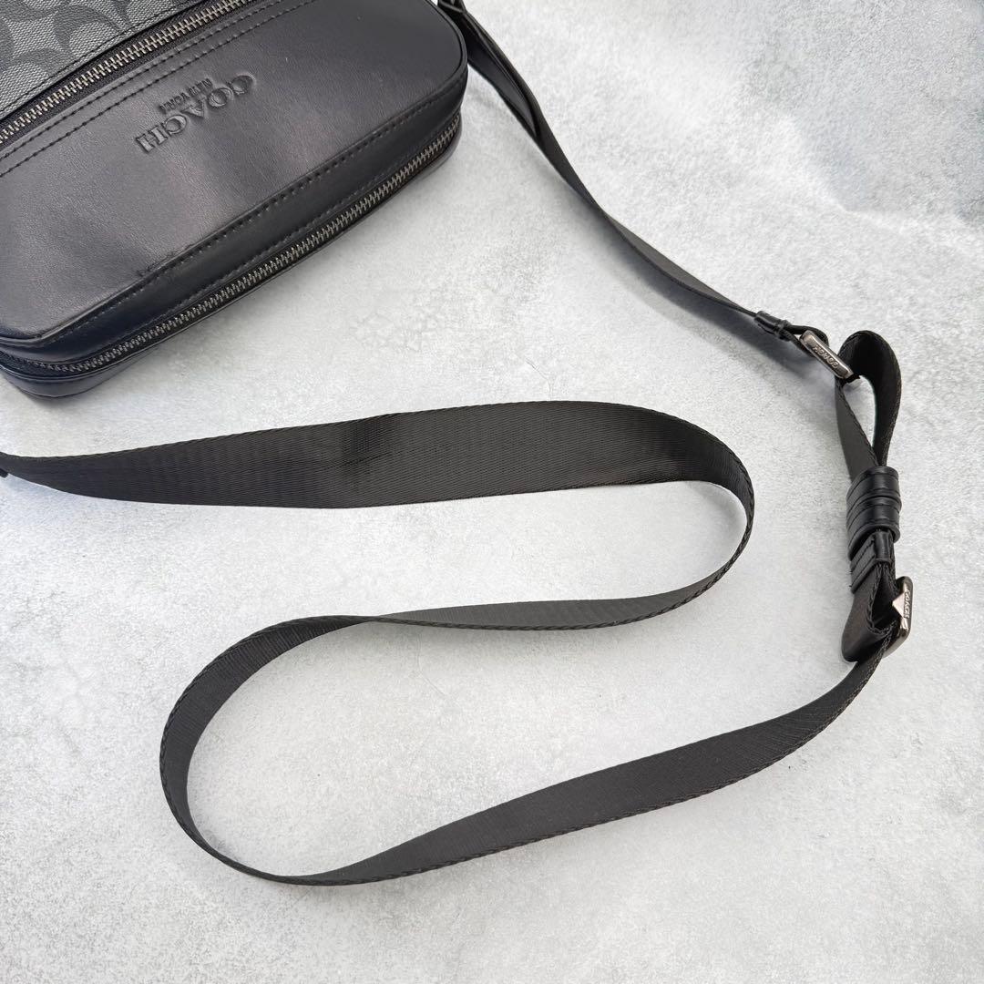 【良品】COACH コーチ ショルダーバッグ PVC クロスボディ ブラック