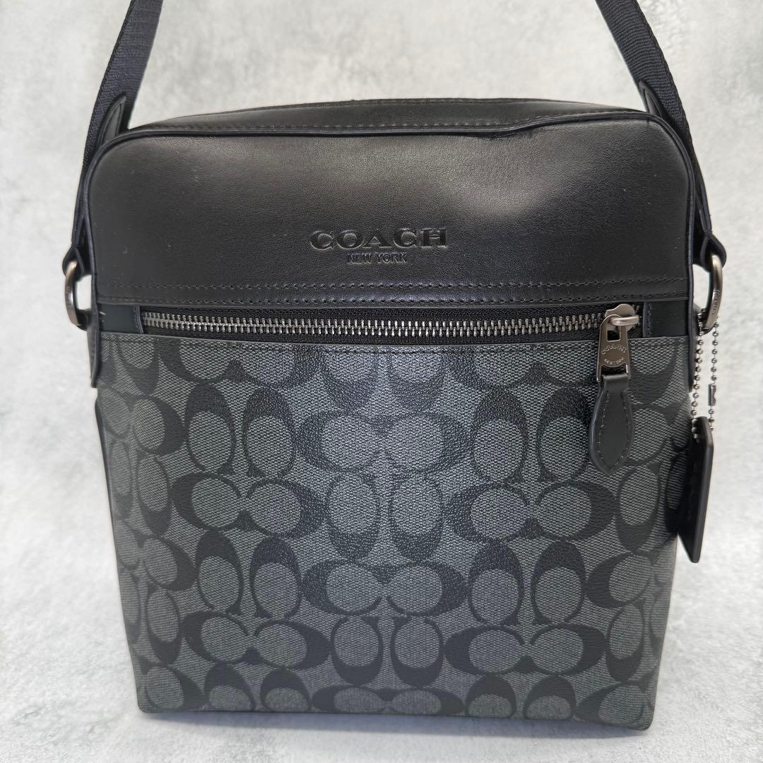 【良品】COACH コーチ ショルダーバッグ PVC クロスボディ ブラック