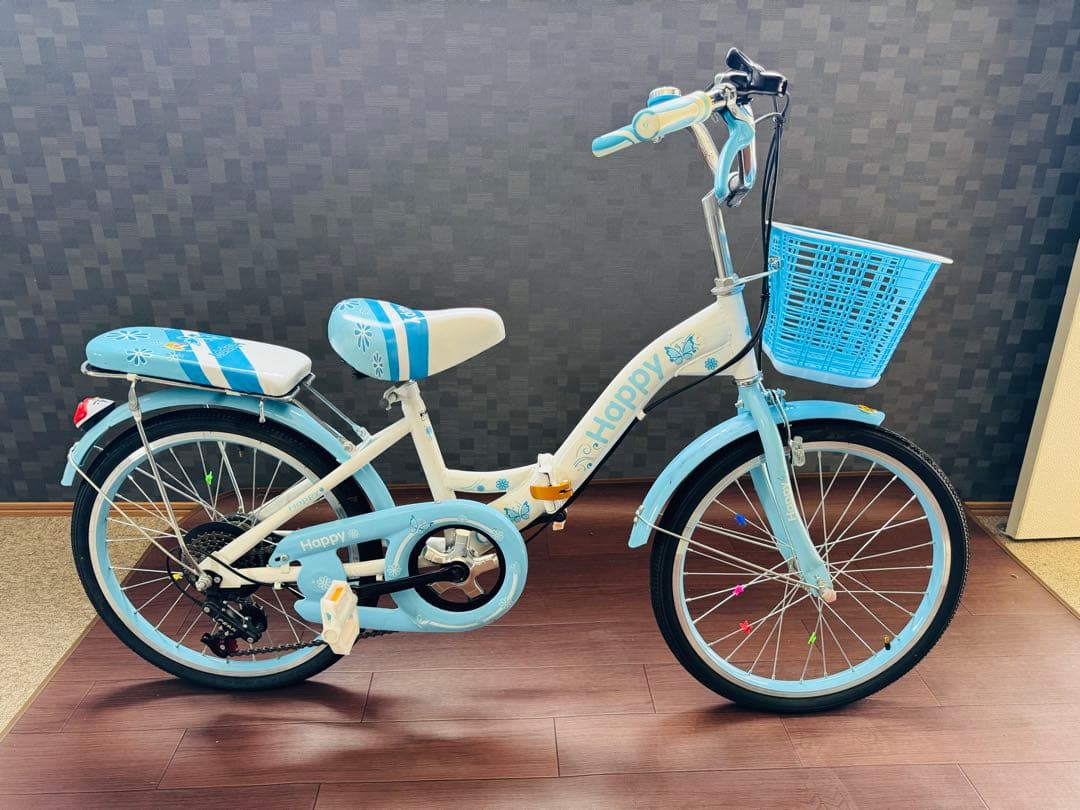 福岡発 20インチ 子供 自転車 水色 折り畳み 軽量 通学 通勤 家庭用 6段