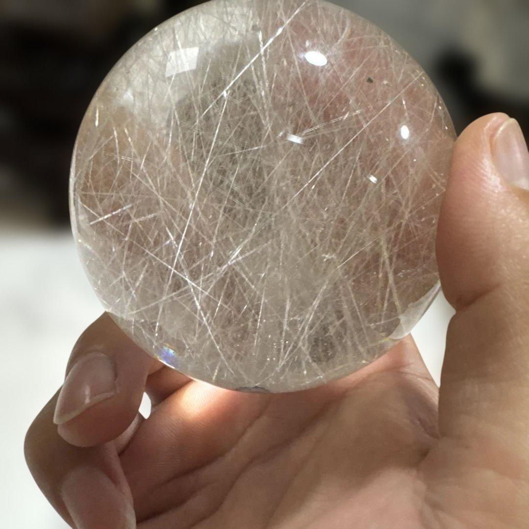 【コレクション】天然水晶 シルバールチルクォーツ 丸玉 7.8cm