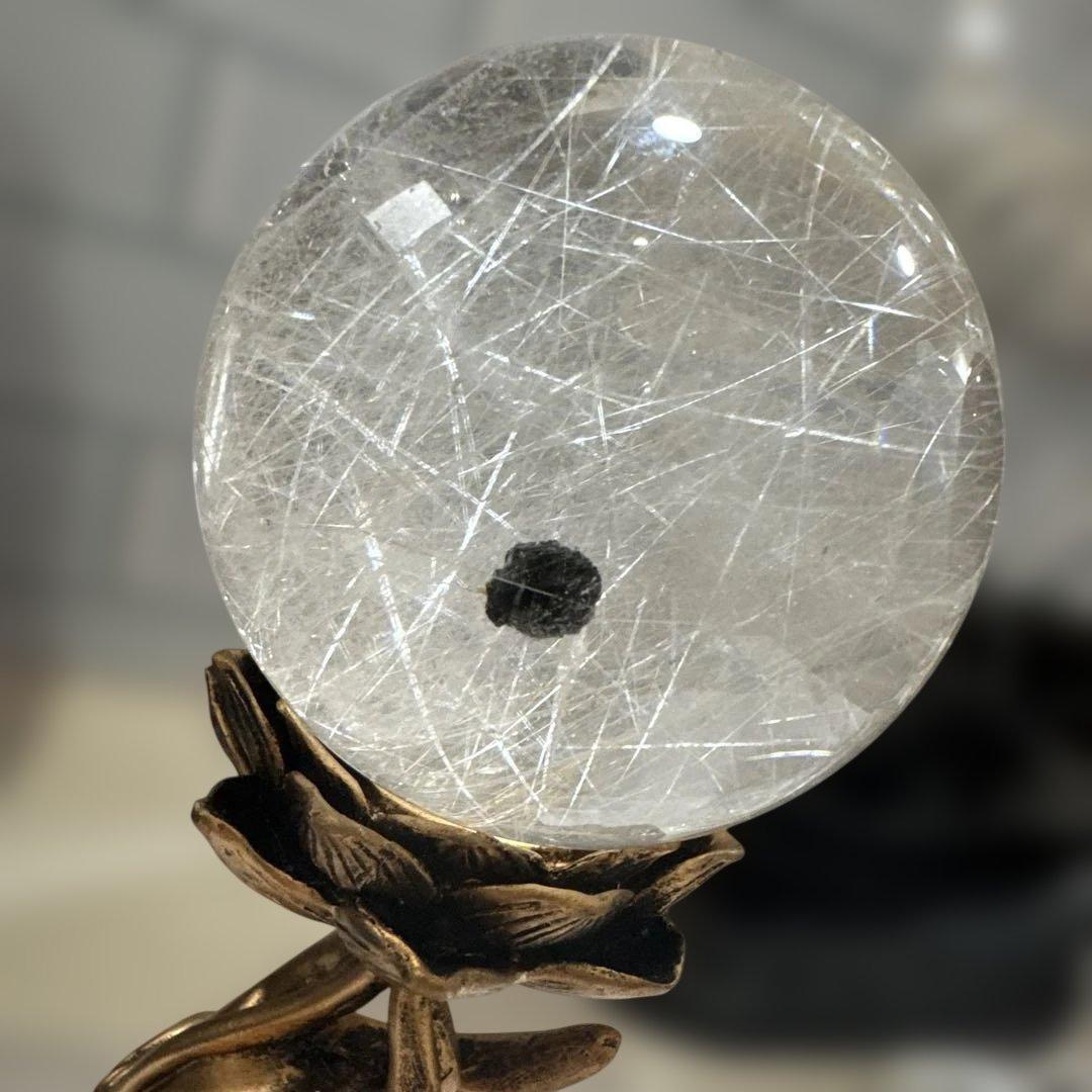 【コレクション】天然水晶 シルバールチルクォーツ 丸玉 7.8cm