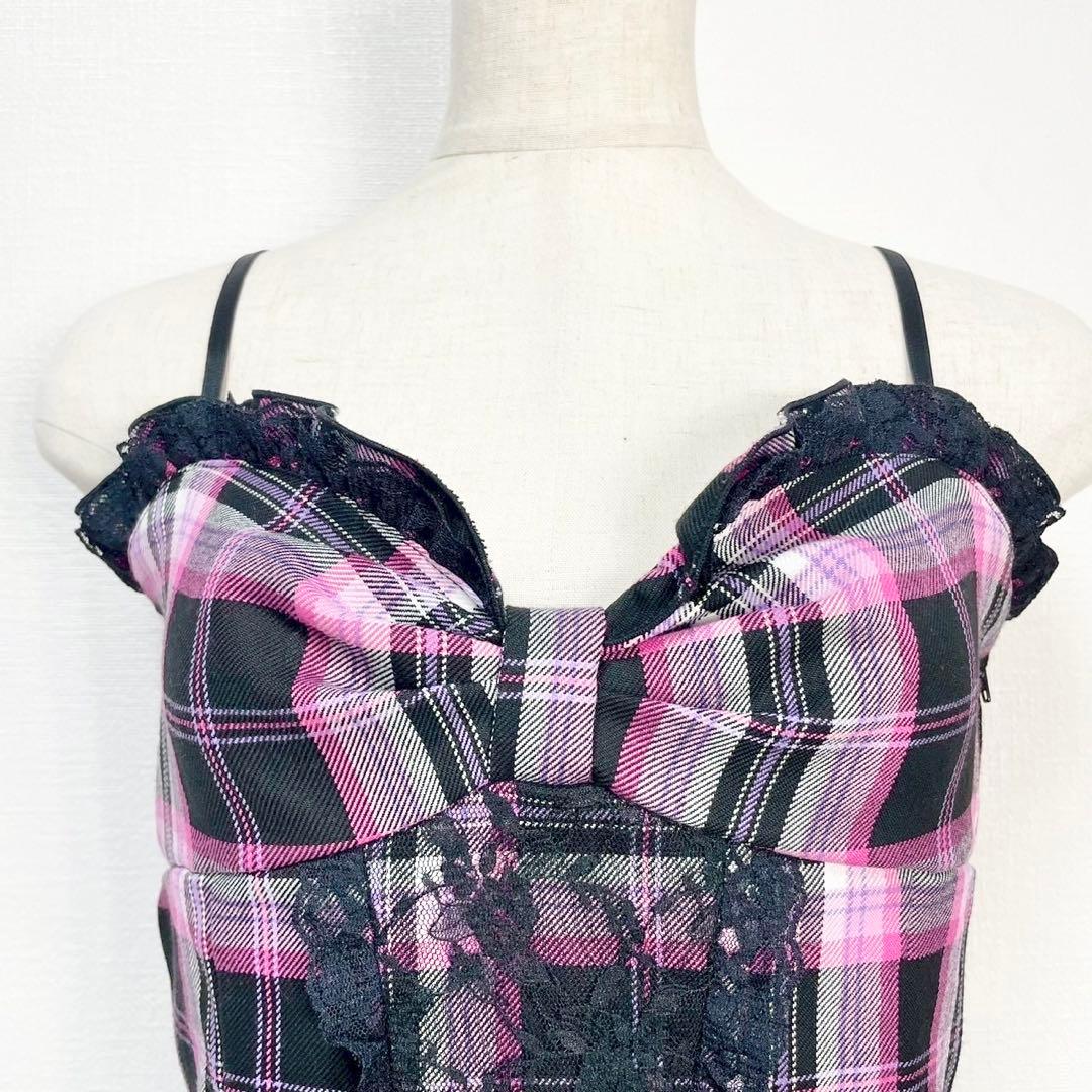 y2k❤️ 00s MA＊RS 当時物 チェック デカリボン レース キャミソール
