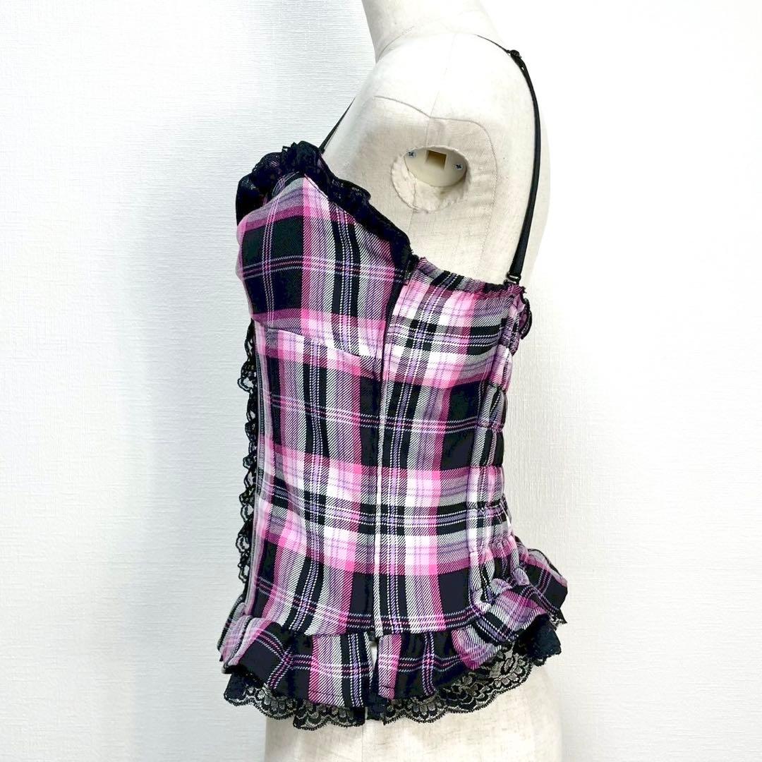y2k❤️ 00s MA＊RS 当時物 チェック デカリボン レース キャミソール