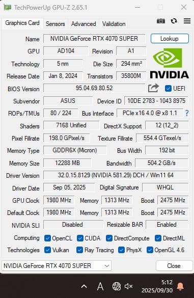 グラフィックボード・グラボ・ビデオカード ASUS GeForce RTX 4070 SUPER EVO 12GB