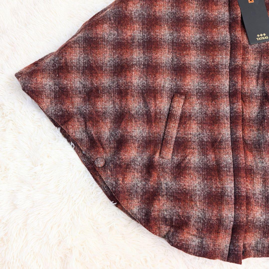 【希少】タトラス TATRAS ダウンポンチョ ケープコート チェック柄