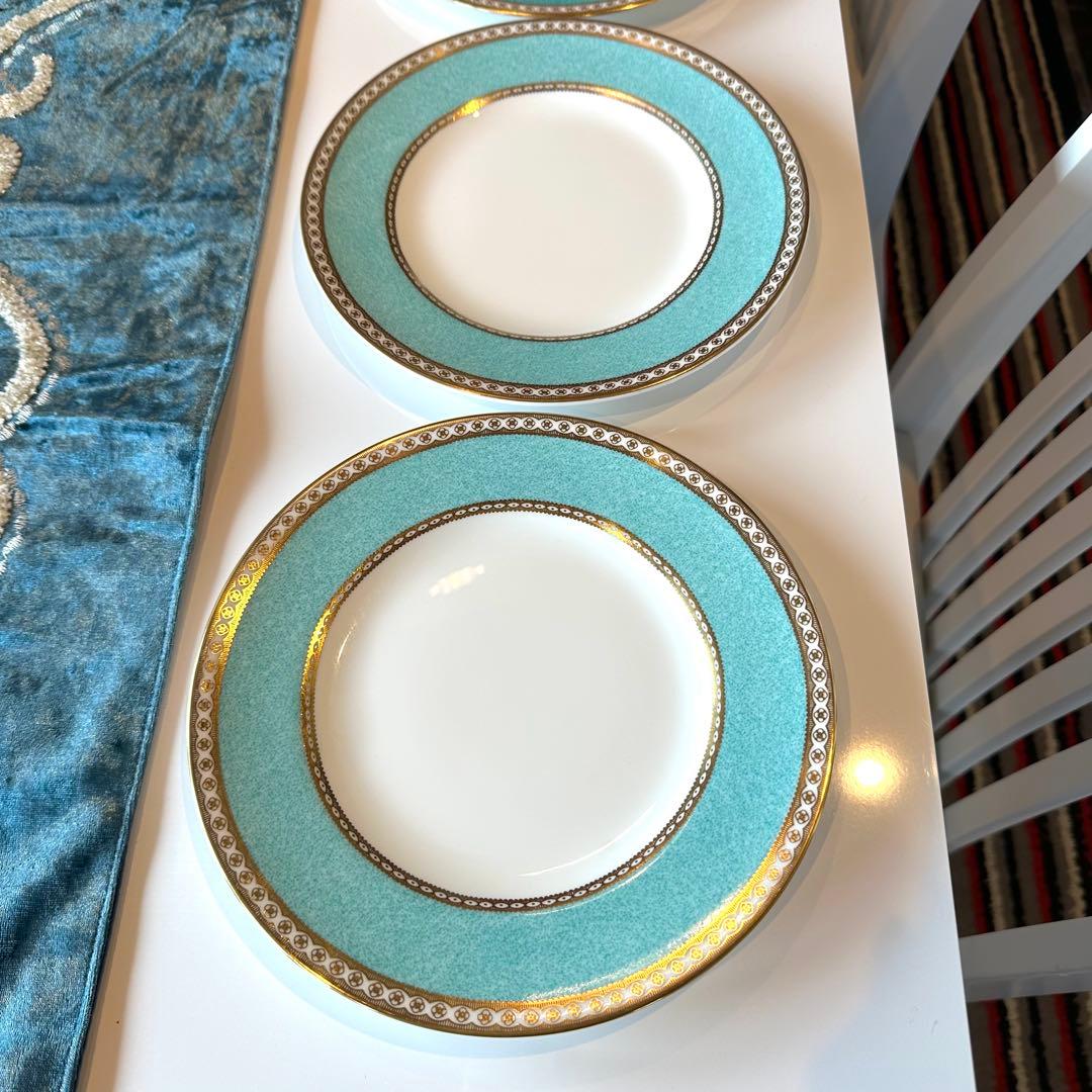 ウェッジウッドユーランダー パウダーターコイズ丸皿20cm磁器5枚