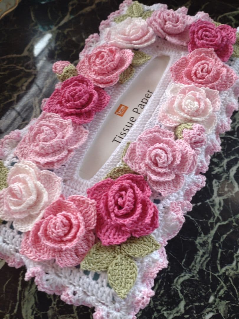 ティッシュボックスカバーかぎ編みインテリア生活道具 レース編みドイリー